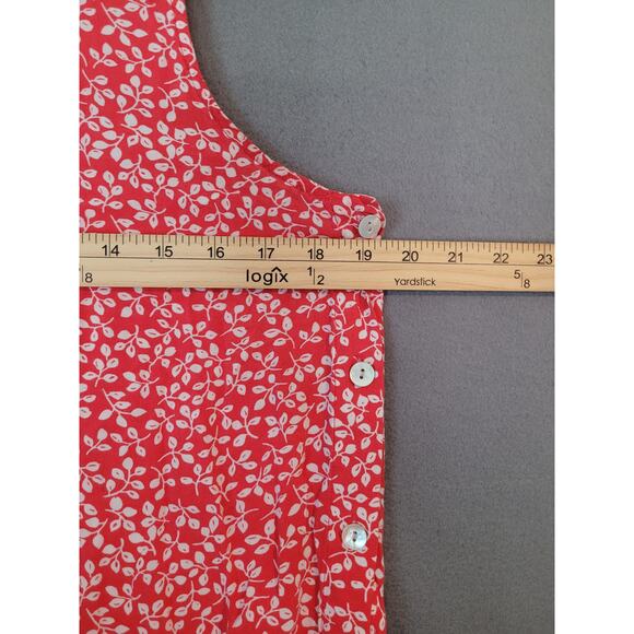 Draper James RSVP Red White Leaf Print Tank Top Size M Sleeveless Shirt EUC - Picture 6 of 9